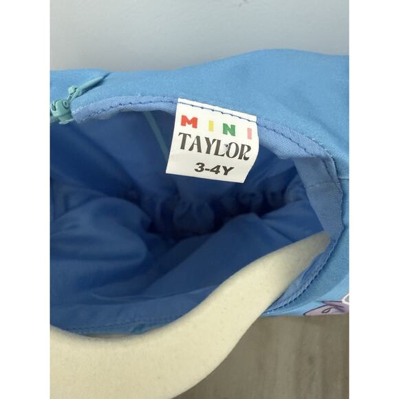 Mini Taylor Girls Dress 3-4Y Blue Bunny Embroidered Tulle Puff Sleeves - Picture 7 of 10